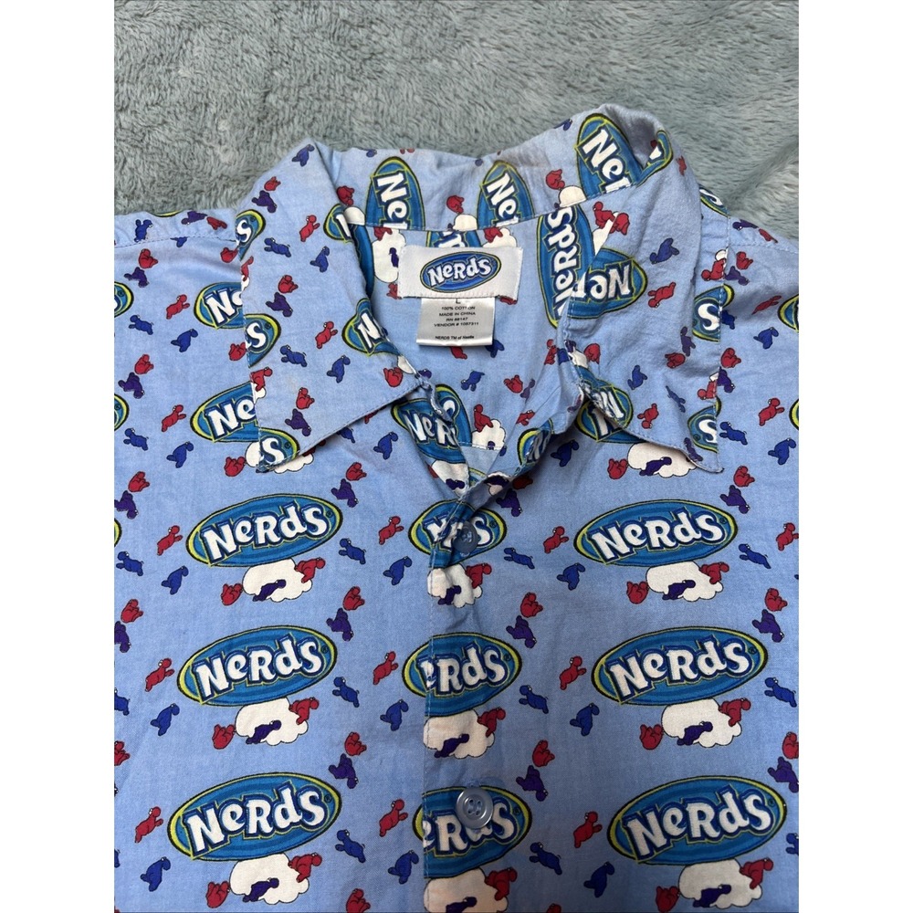 Vintage Nerds Cast Button Up Shirt Men's L Single Stitch 90's All Over‎ Print